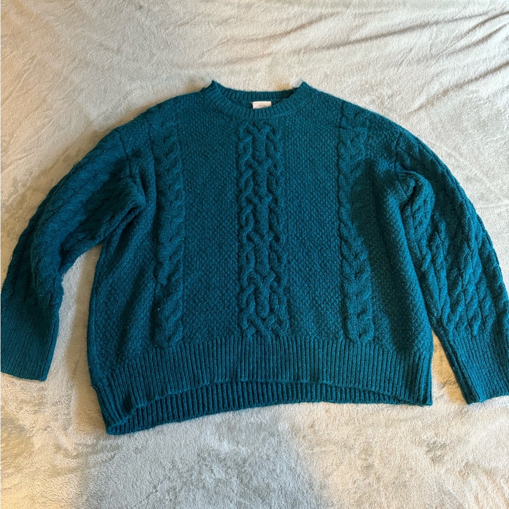 Teal Cable Knit Women's Sweater